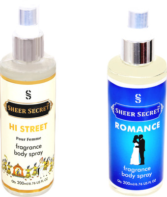 

SHEER SECRET ROMANCE::HI STREET WOMEN Body Mist - For Men & Women(400 ml, Pack of 2)