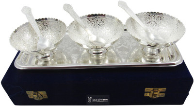 

GoldGiftIdeas 3.5 Inch Silver Plated Three Flower Design Dinner Set(Silver Plated)
