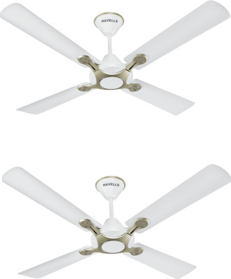 

Havells Leganza 4B(Pack of 2) 4 Blade Ceiling Fan(Pearl White Silver, Pack of 2), Gold;white