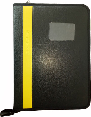 

Indcrown Synthetic Leather File Folder Document B4(Set Of 1, Black, Yellow)