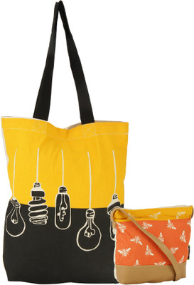 

Kanvas Katha Tote(Black, Yellow)