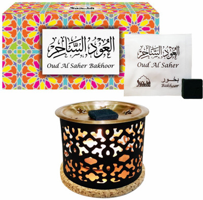 

Dukhni Oud Al Saher Bakhoor (Small) & Free Snowflake Exotic Incense Diffuser Fresh Agarbattis(8 Units)