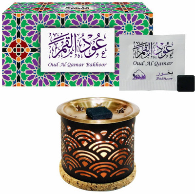 

Dukhni Oud Al Qamar Bakhoor (Small) & Free Rainbow Exotic Incense Diffuser Fresh Agarbattis(8 Units)