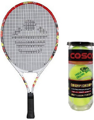

Cosco Combo Of Two, One 'COSCO 21 ' Tennis Racquet and One Box 'Championship' Tennis Balls (Pack of 3)- Tennis Kit