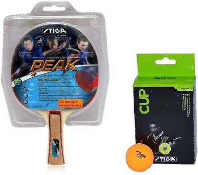 

Stiga Combo of Two , One 'Peak' Table Tennis Racquet and One 'Cup ' Ping Pong Ball box- Table Tennis Kit