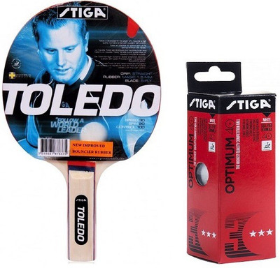 

Stiga Combo of Two , One 'Toledo' Table Tennis Racquet and One 'Optimum 40+' Ping Pong Ball box- Table Tennis Kit