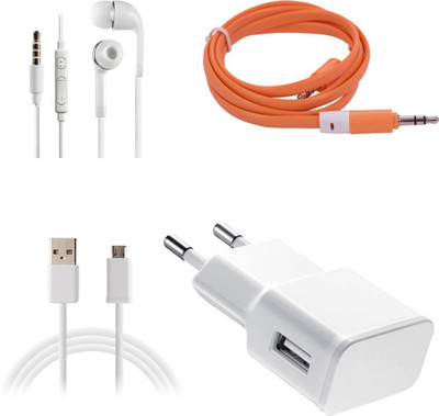 DAKRON Wall Charger Accessory Combo for Karbonn K9 Smart(White)