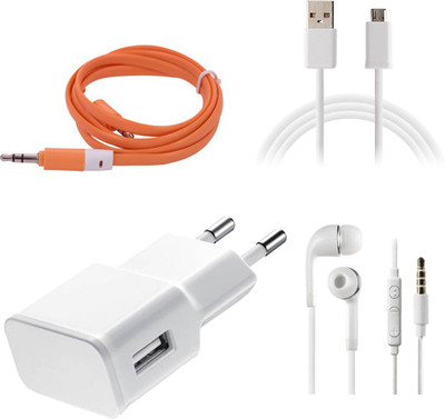 DAKRON Wall Charger Accessory Combo for Intex Cloud 3G Candy(White)