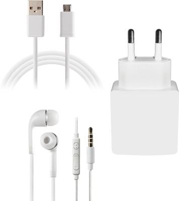 DAKRON Wall Charger Accessory Combo for Micromax Canvas 3D(White)