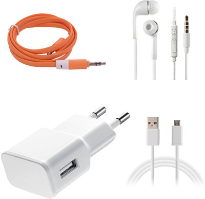 DAKRON Wall Charger Accessory Combo for Intex Cloud 4G Smart(White)
