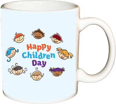 

ShopBuzz happy children day printed coffee mug Ceramic Mug(350 ml), Multicolor