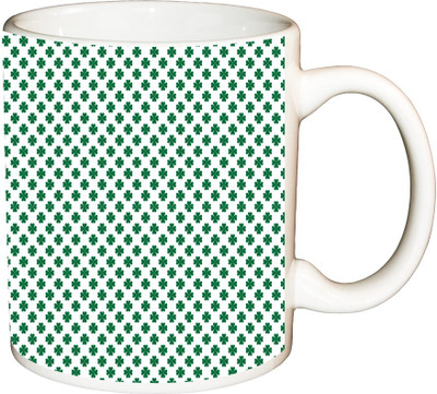 

ShopBuzz Green Flower pattrn printed coffee mug Ceramic Mug(350 ml), Multicolor