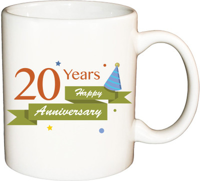 

ShopBuzz 20 years anniversary printed coffee mug Ceramic Mug(350 ml), Multicolor