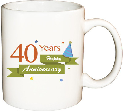 

ShopBuzz 40 years anniversary printed coffee mug Ceramic Mug(350 ml), Multicolor