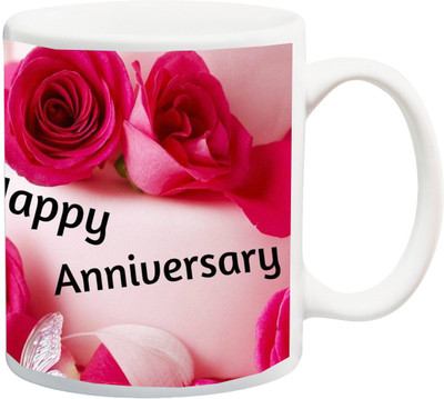 

Stylotrendz Happy Anniversary Red Roses Floral Print Ceramic Mug(325 ml), White