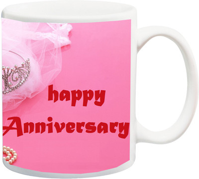 

Stylotrendz Happy Anniversary Perfect Gifting Ceramic Mug(325 ml), White