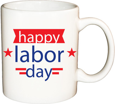 

ShopBuzz Happy labour day diff printed coffee mug Ceramic Mug(350 ml), Multicolor