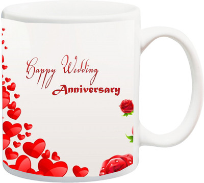 

Stylotrendz Happy Wedding Anniversary Red Print Ceramic Mug(325 ml), White