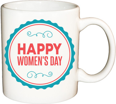 

ShopBuzz happy women's day red printed coffee mug Ceramic Mug(350 ml), Multicolor