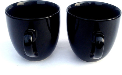 Indeavour INDCR1895 Ceramic Mug(180 ml, Pack of 2), Black