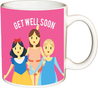 

ShopBuzz Get well soon pink printed coffee mug Ceramic Mug(350 ml), Multicolor