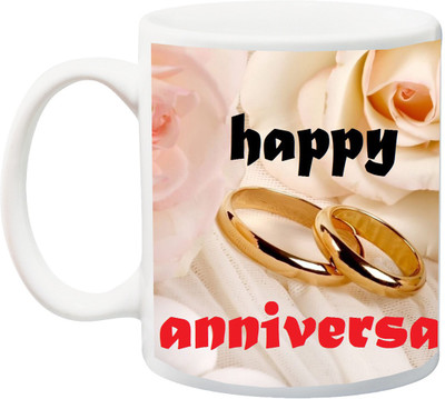 

Stylotrendz Happy Anniversary Best gift for Husband or Wife Ceramic Mug(325 ml), White