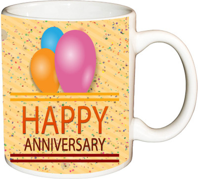 

ShopBuzz Happy anniversary sty printed coffee mug Ceramic Mug(350 ml), Multicolor