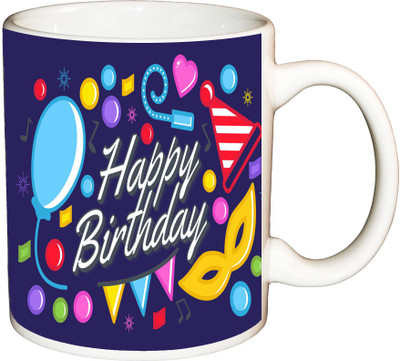 

ShopBuzz happy birthday printed coffee mug Ceramic Mug(350 ml), Multicolor