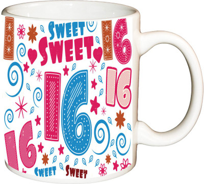 

ShopBuzz Sweet 16 printed coffee mug Ceramic Mug(350 ml), Multicolor