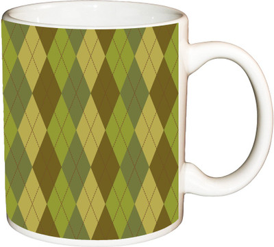 

ShopBuzz Green Brown Pattern printed coffee mug Ceramic Mug(350 ml), Multicolor