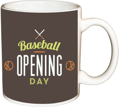 

ShopBuzz Base ball open day printed coffee mug Ceramic Mug(350 ml), Multicolor