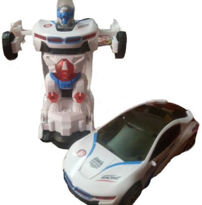 

P17 collection Deform robot battery operated racing car with music(White)