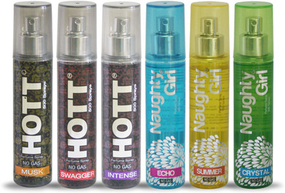 

Hott MUSK SWAGGER INTENSE And Naughty Girl ECHO SUMMER CRYSTAL Perfume For Combo Pack of 6 -60ML Eau de Parfum - 60 ml(For Men & Women)