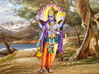 

vishnu ji Bhagwan poster on LARGE PRINT 36X24 INCHES Photographic Paper(36 inch X 24 inch, Rolled)