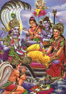 vishnu ji Bhagwan poster on LARGE PRINT 36X24 INCHES Photographic Paper(36 inch X 24 inch, Rolled)