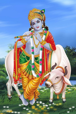 

Divine Krishna Blessings Paper Print on LARGE PRINT 36X24 INCHES Photographic Paper(36 inch X 24 inch, Rolled)