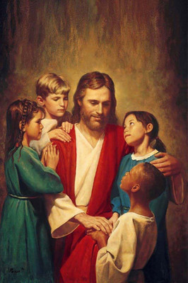 

jesus with kids poster on fine art paper 13x19 Fine Art Print(19 inch X 13 inch, Rolled)