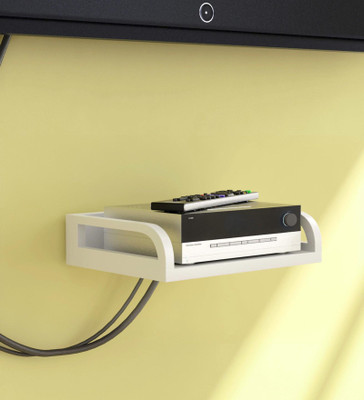 Gorevizon White Engineered Wood Set Top Box Holder Wooden Wall Shelf(Number of Shelves - 1, White)