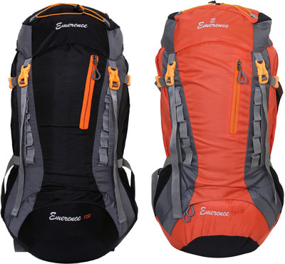 

Emerence 1021 Rucksack, Hiking Backpack 75Lts (Black & Orange) Set of 2 Rucksack - 75 L(Multicolor)