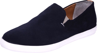 

ROME Genuine Leather Slip On Sneakers For Men(Blue