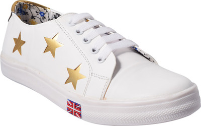 

Trendy Women's 3 S Star (Golden) Sneakers For Women(White