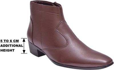 

Bxxy Hight Increasing British Brown Slip-on Boots Slip On For Men(Brown