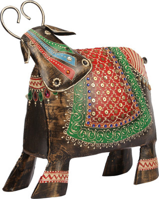 

VedasExports Cow Red Designer Decorative Showpiece - 22.5 cm(Iron, Multicolor)