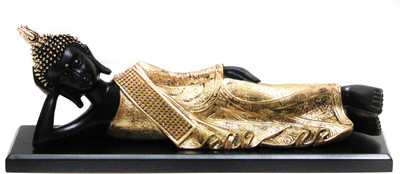 Gaba Trend Sleeping Buddha Decorative Showpiece - 14 cm(Polyresin, Black, Gold)