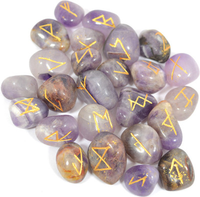 

Reiki Crystal Products Amethyst Rune Set Polished Stone Engraved Symbol 25pcs Set Crystal Reiki Chakra Healling Gemstone Decorative Showpiece - 1 cm(Crystal, Purple)