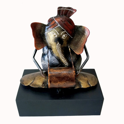 

UniqKrafts Ganesha Dholak Musician Decorative Showpiece - 20 cm(Iron, Wooden, Multicolor)