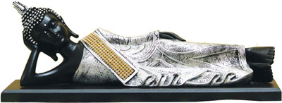 

Gaba Trend Sleeping Buddha Decorative Showpiece - 14 cm(Polyresin, Silver, Black)