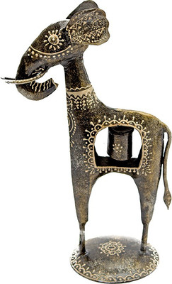 

VALMONT Handcrafted Metal Elephant with Bell Showpiece Decorative Showpiece - 27 cm(Iron, Brown)