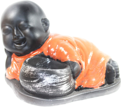 

Gaba Trend Reclining Baby Buddha Statue Decorative Showpiece - 10 cm(Polyresin, Orange, Black)