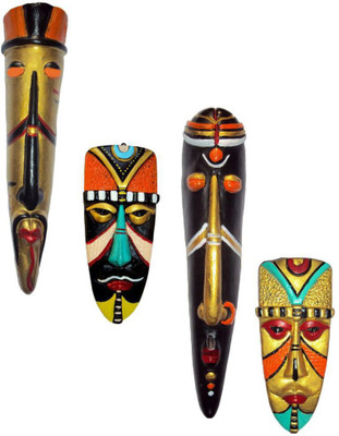 

Rasoh village hand artz decorative adibasi egyptian wall hanging masks Decorative Showpiece - 25 cm(Terracotta, Multicolor)